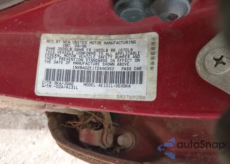 1996 Toyota Corolla from USA, damaged, VIN 1NXBA02E1TZ496353